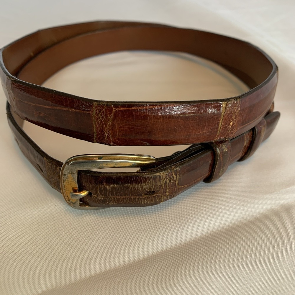 Tex Tan Women's 34" Genuine Domestic Alligator Cowhide Lined Belt Cognac